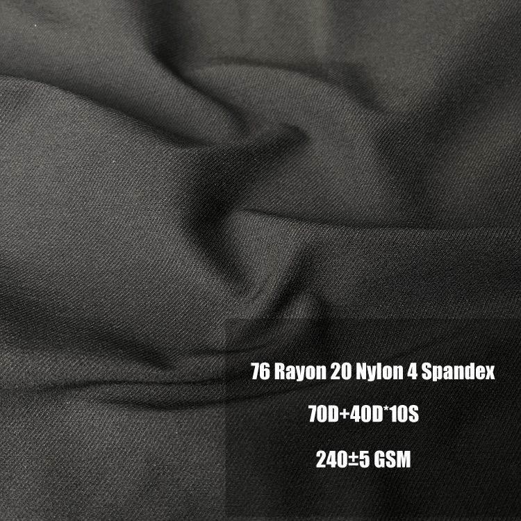 240 Gsm Woven 76 Rayon 20 Nylon 4 Stretch Twill Bengaline Pant Trouser Punto Roma Fabric