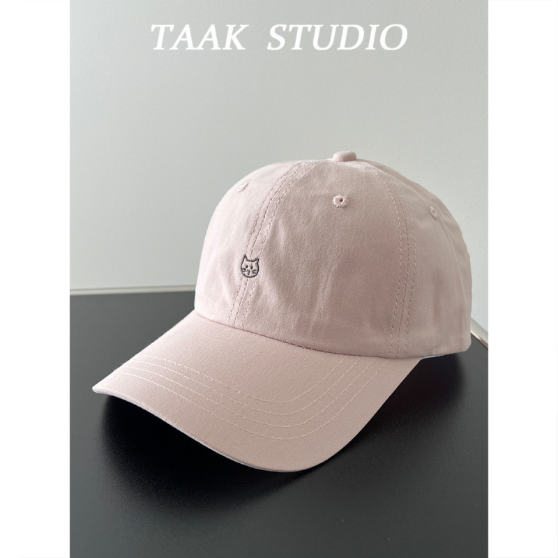 Casquette de baseball extra-petite tête de chat-rose