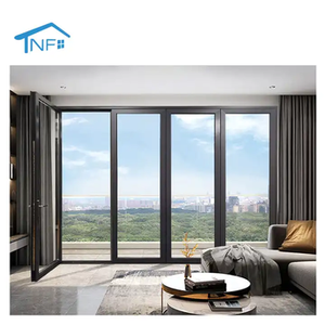 Pintu geser kaca Swing Casement lipat aluminium kustom gaya Modern pintu kaca lipat panorama pabrik pintu kaca lipat