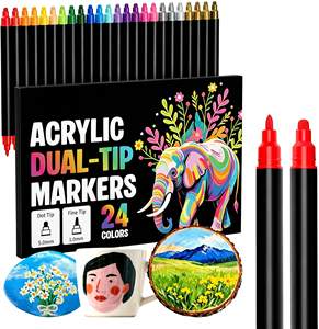 Premium 36-Color Brush Tip Acrylic <b>Paint</b> Marker Pens Plastic DIY Crafts Packaging Art Markers for Xmas Gifts - Product Image 1