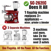 Robot culinaire haut de gamme Sohef 7L 5-en-1 : Batteur sur socle, Hachoir à viande, Mixeur, 1300W, Écran LED, Minuteur, IC intelligent, 6 vitesses, Fonction Pulse, ISO CE