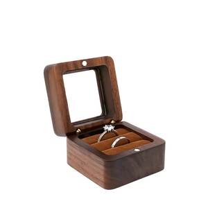 Jewelry Box Walnut Solid Wood Wedding Ring Box for Wedding Wooden Box Customized Logo Opp Bag Jewelry & Watch & Eyewear TIMBER