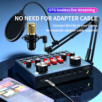 V8K Live-Soundkarten-Bundle BM800 Kondensatormikrofon mit Stativ, Dual-DSP-Rauschunterdrückung, OTG für Telefon/PC/Podcast