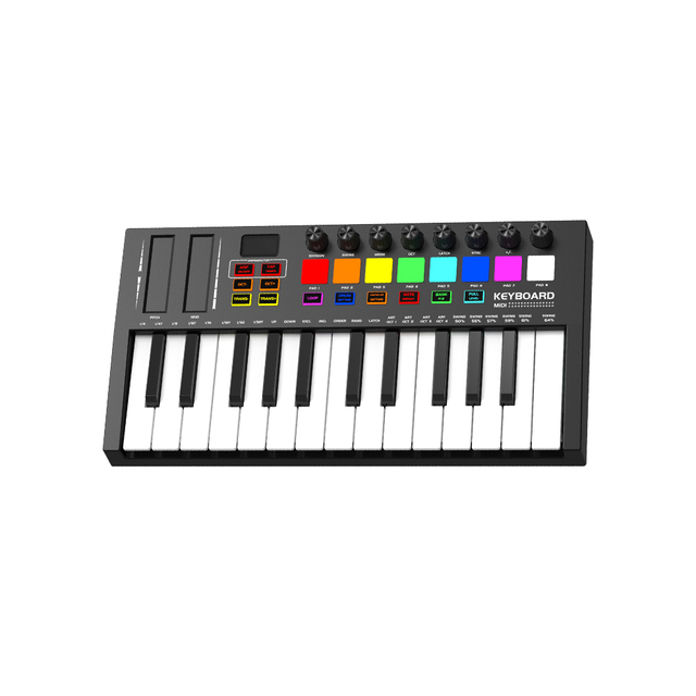 Ultra-Portable Mini Professional Digital 25-Key USB MIDI Drum Pad Keyboard Controller with OLED Display
