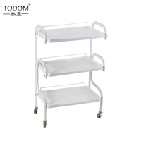 Chariot de Salon de Beauté et Spa en Plastique Blanc, Prix Usine, OEM ODM, Capacité de Charge 45KG, Usage Commercial Hôtel et Salle de Sport