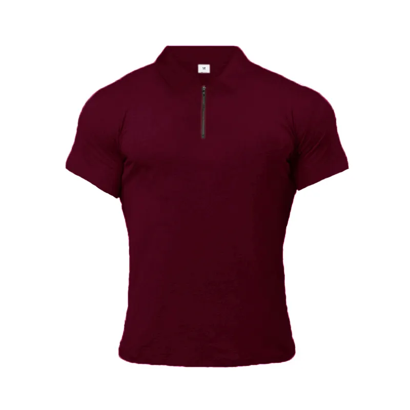 RTS Custom Fashion Style Zip Polo Tees Mens Cotton Slim Polo Shirts with Short Sleeve Fitness Slim Polo T-Shirt