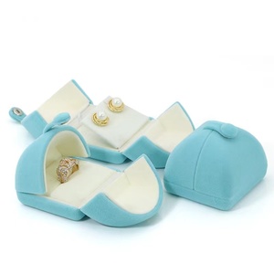 FORTE Double Door Open Jewelry Packaging <b>Ring</b> <b>Box</b> Earring Large Necklace Multi-set Velvet Jewelry <b>Box</b> With Buttons - Product Image 3