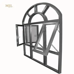 MJL-ventana de aluminio de impacto de media luna, toldo de vidrio abatible, ventanas y puertas oscilantes