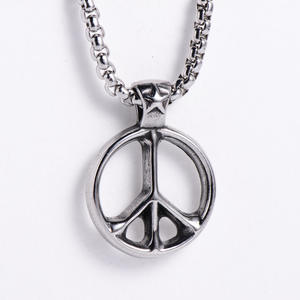 Bijoux pour hommes vintage en gros, acier inoxydable, hip hop, anti-guerres, bijoux en acier inoxydable, pendentif signe de la paix - Product Image 4