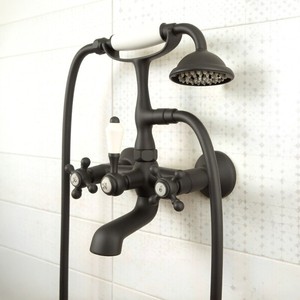 Ensemble <span class=keywords><strong>de</strong></span> robinetterie <span class=keywords><strong>de</strong></span> <span class=keywords><strong>douche</strong></span> murale en cuivre brossé antique européen, 1 poignée, <span class=keywords><strong>pour</strong></span> <span class=keywords><strong>baignoire</strong></span>, avec jet pluie doux et <span class=keywords><strong>barre</strong></span> coulissante, eau chaude/froide - Product Image 4