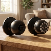 Serrure Intelligente Autonome à Clé et Mot de Passe pour Chambre et Salle de Bain, en Alliage d'Aluminium Noir et Argent