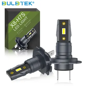 BULBTEK X8 H7S 미니 사이즈 팬리스 플러그 앤 플레이 자동 LED 올인원 H7 LED 전구 할로겐 디자인 VW 용 12V H7 LED 헤드라이트 전구
