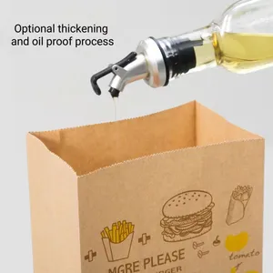 Customized Food Grade Kraft Paper Bag With Oil Proof And Thickened For Pharmacy Hamburger Toasts Custom Food Packaging