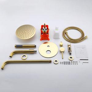 Vòng chải vàng tắm hệ thống phòng tắm bộ kép đầu duy nhất xử lý lượng mưa bồn tắm vòi nước giấu Mixer tap phụ kiện - Product Image 6