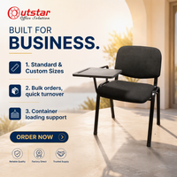 Chaise de bureau ergonomique avec coussin de haute qualité Cadre en métal Bloc-notes Design moderne Chaises et tables de bureau à domicile