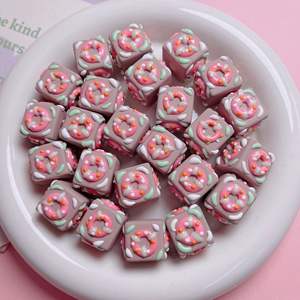 แฟชั่นการ์ตูนน่ารักอะคริลิคมือวาดลูกปัดพวงกุญแจโทรศัพท์มือถือ DIY เครื่องประดับเป็นรูตรง - Product Image 4