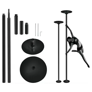 مجموعة أدوات قطب الرقص المحمولة القابلة للضبط باللون الأسود قطب تمديد من الفولاذ بحجم 45 ملم قطب للرقص دوار بحركة ثابتة