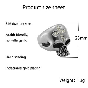 Skull <b>Ring</b> Silver Men's Punk Retro <b>Titanium</b> Steel Jewelry Gift 290109 - Product Image 2
