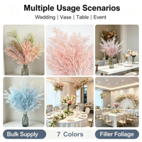 6 Fleurs artificielles en plastique à branches multiples, effet de brume, type herbe de queue de phénix, pour décoration de mariage, allées, salles de réception, hôtels et plafonds de maison
