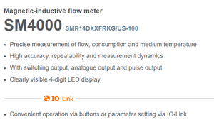 เซ็นเซอร์วัดการไหลขนาดเล็กแบบแม่เหล็กเหนี่ยวนำ IFM SM4000 พร้อมระบบตรวจสอบอุณหภูมิสำหรับวงจรระบายความร้อนของเครื่องจักร - Product Image 2