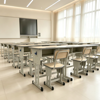 Offre Spéciale – Bureau Double Moderne Robuste pour Étudiants, Ergonomique, Hauteur Réglable, Plateau en MDF, Cadre en Acier – Vente en Gros pour Écoles Mondiales