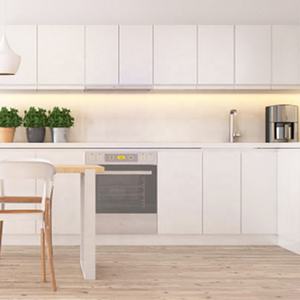 Китай, заводская цена, плоская панель, Меламиновый модульный кухонный шкаф, современная плита Miami - Product Image 3