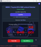 BMW DME Bench Kilit Açma Yazılımı GEN1 GEN2 S55 S58 B46 B48 B58 F & G Serisi ve Toyota Supra A90 için Foxflash, Padflash, Kt200 ile uyumlu