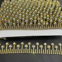 Cadena de diamantes de imitación AB de 10 yardas con forma de corazón y cascabel, cadena de diamantes de imitación de fantasía para coser en vestidos, joyería DIY, venta al por mayor, brillo.