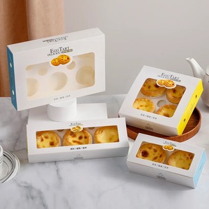 Biểu tượng tùy chỉnh bao bì thực phẩm hộp Takeaway tông trứng Tart hộp với cửa sổ trong suốt mờ cán bao bì nướng - Product Image 1