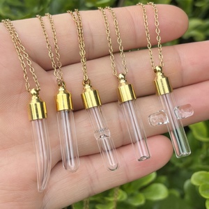 YIREPIN DIY Colgante de Vidrio en Forma de Tubo para Joyería, Perfume, Aceite Esencial, Urna, Frasco, Collar para Cabello Fetal y Cenizas - Product Image 2
