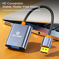 SYONG ke Adaptor VGA DP Male ke VGA Female Converter 1080P, Plug and Play, Chip RTD2166 untuk Monitor PC Proyektor