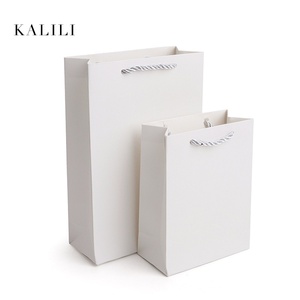 Sacs d'emballage pour bijoux, sacs cadeaux, sacs de shopping, sacs de rangement blanc pur avec cordon à trois brins, logo imprimé simple - Product Image 5