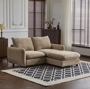 Canapé modulaire en velours en forme de L, 3 pièces, combinaison libre, avec ottoman - Product Image 1