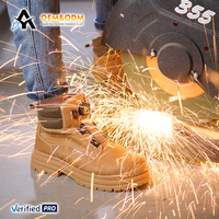 Bottes de travail mi-montantes OEM en toile et cuir avec bouton rotatif, unisexe, anti-rayures, style jogger, chaussures de sécurité à embout d'acier, pour l'hiver, en fourrure et daim