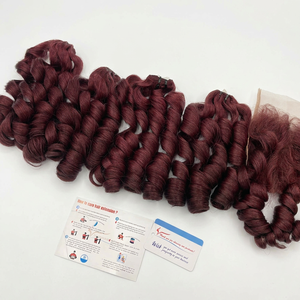 Extensiones de Cabello Humano 100% Rizado y Voluminoso Color Borgoña, Gran Venta - Product Image 1