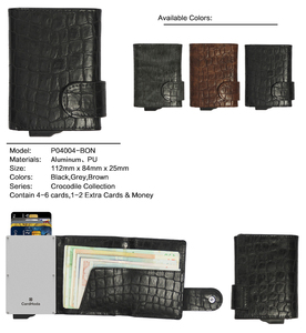 CardHoda Crocodile Leather Long <b>Wallet</b> RFID Blocking Fold Closure Unisex Minimalist Style Card <b>Holder</b> with Cash Compartment - Product Image 3