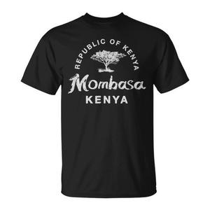 T-shirt Mombasa Kenya Republic in cotone nero unisex taglia adulto SMLXLXXL - Product Image 1