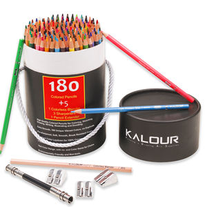 Ensemble <span class=keywords><strong>de</strong></span> crayons <span class=keywords><strong>de</strong></span> couleur professionnels KALOUR 180 couleurs dans une boîte en <span class=keywords><strong>papier</strong></span> ronde avec mine douce et couleurs vibrantes pour la coloration et le <span class=keywords><strong>dessin</strong></span> - Product Image 1