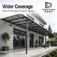 Auvent moderne en aluminium avec toit en polycarbonate, abri imperméable incurvé pour jardin, patio, couloir