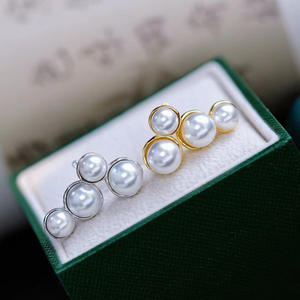 อุปกรณ์ทำเครื่องประดับมุกเงินแท้ S925 ขนาด 6-9 มม. รุ่น 22248 ต่างหูแบบติดแป้น รองรับมุกหลายเม็ด ดีไซน์เก๋ ทันสมัย - Product Image 1