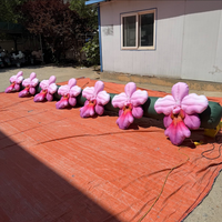 Décorations de scène comprenant des guirlandes de fleurs gonflables et des petites vignes de fleurs gonflables roses