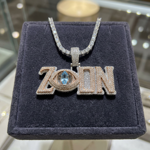 <b>Custom</b> <b>Name</b> Eye Moissanite Pendant 925 Sterling Silver Rose Gold Plated Personalized Letter Hip Hop <b>Necklace</b> for Men Women - Product Image 3