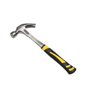 Professional Household one-piece sledge 16oz hand Tools Nail Hammer Machinery claw Hammer rubber fiberglass Handle double color