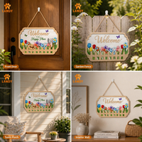 Panneau de bienvenue rustique en bois pour porte d'entrée, motif tulipe, décoration style ferme américaine, plaque suspendue pour maison et jardin