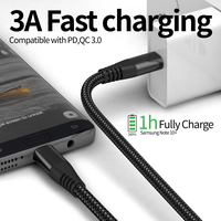 Cable de Carga Rápida Tipo C a C de Nailon Trenzado Taipuxi de 0.5m 1m 2m, Cables de Datos de 60W de Alta Calidad para Automóvil, Venta al Por Mayor