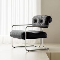 Chaise de salon moderne minimaliste en cuir PU imperméable et résistant aux taches avec structure en métal, chaise de salon ergonomique