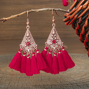 Tassel <b>Earrings</b> Rose Gold Plated <b>Red</b> Bohemia Style Drop <b>Earrings</b> For Women Gift 2024 - Product Image 2