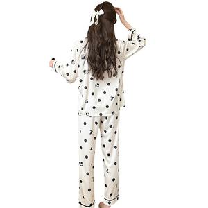 Otoño satén suave chica ropa de casa dibujos animados unicornio longitud completa mujeres señoras pijama elástico conjuntos - Product Image 6