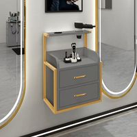 Meuble de salon mural moderne en or, station de coiffure, rangement d'outils, armoire pour salon de coiffure, centre commercial, salon, durable