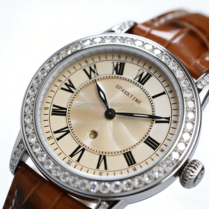Reloj de Cuarzo de Lujo para Mujer con Diamantes, Elegante Correa de Cuero Genuino, Reloj de Pulsera para Dama, Resistente al Agua 3ATM, Relojes con Logotipo Personalizado - Product Image 5
